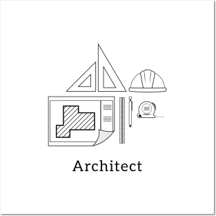 Architecture Icons Black and White Posters and Art